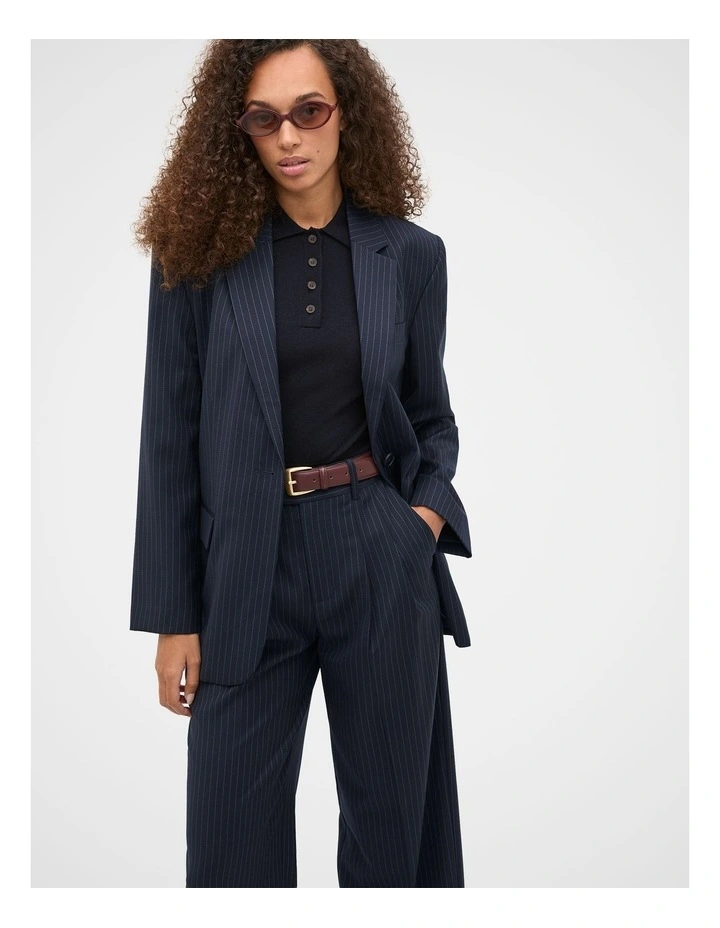 Wool Blend Pinstripe Blazer in Twilight Blue Stripe image 4