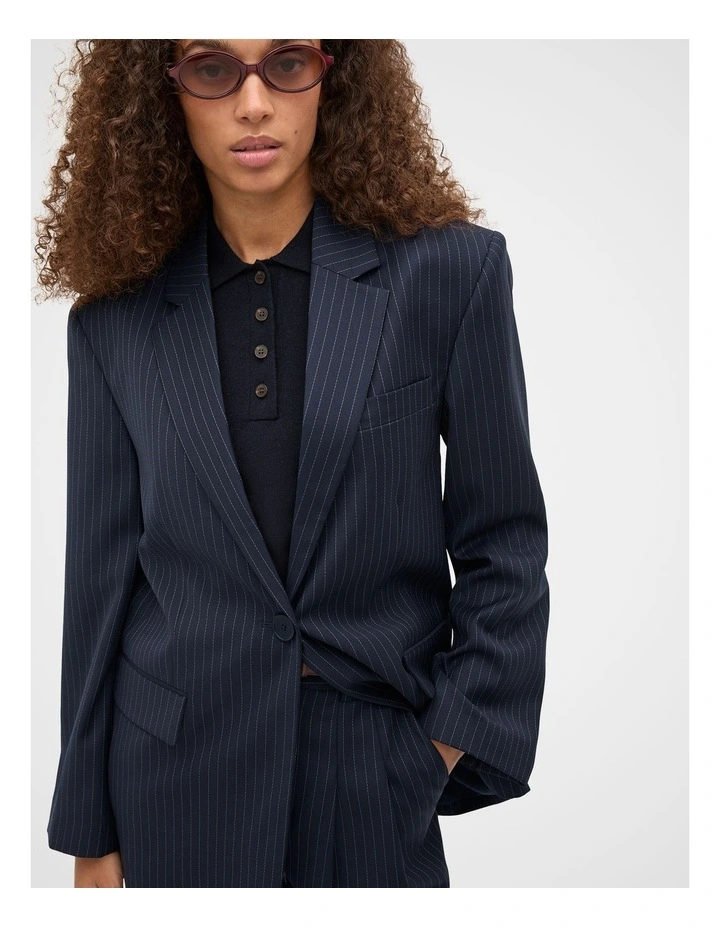 Wool Blend Pinstripe Blazer in Twilight Blue Stripe image 6