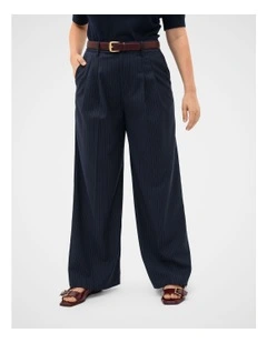 Wool Blend Pinstripe Trouser in Twilight Blue Stripe