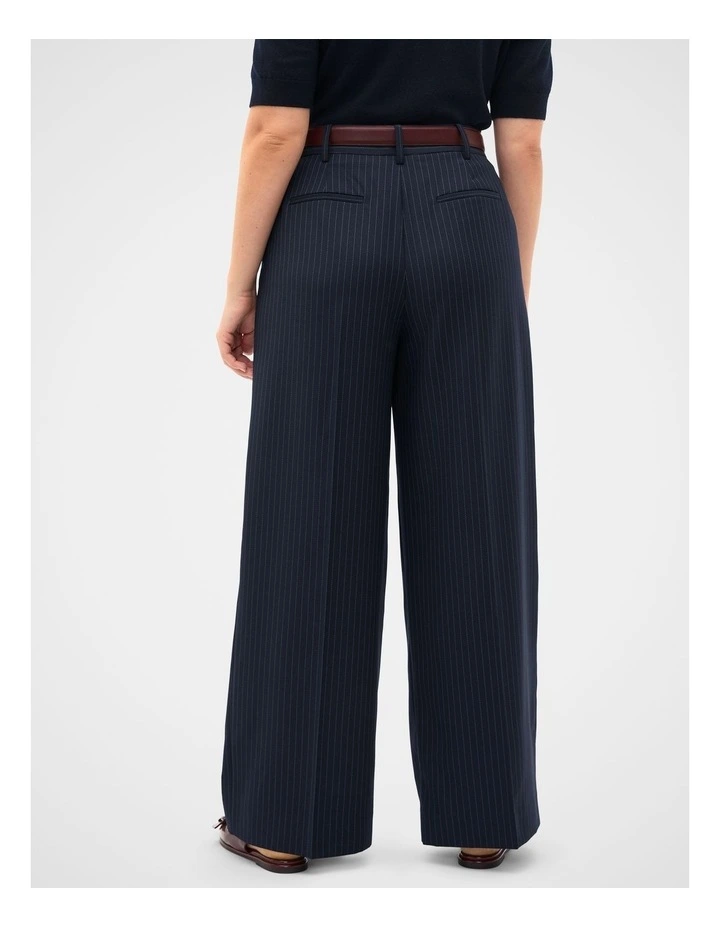 Wool Blend Pinstripe Trouser in Twilight Blue Stripe image 2