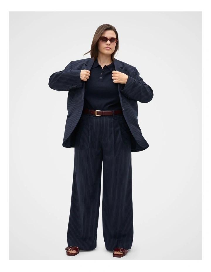 Wool Blend Pinstripe Trouser in Twilight Blue Stripe image 3