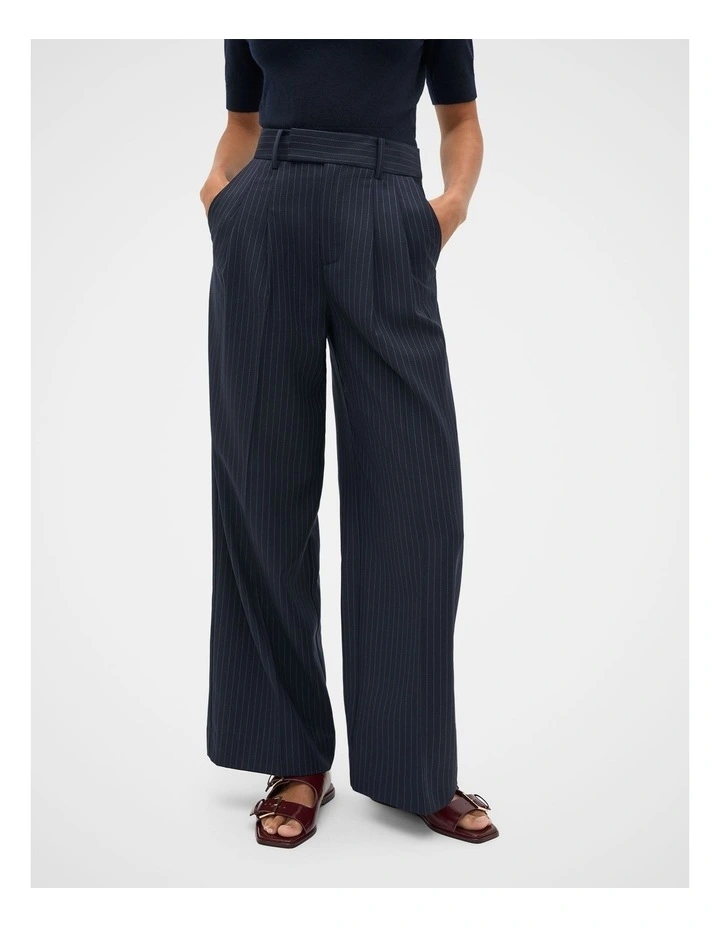 Wool Blend Pinstripe Trouser in Twilight Blue Stripe image 4