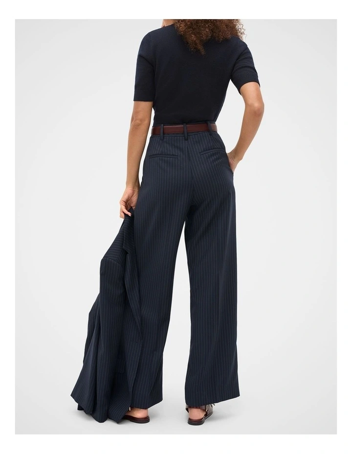 Wool Blend Pinstripe Trouser in Twilight Blue Stripe image 6