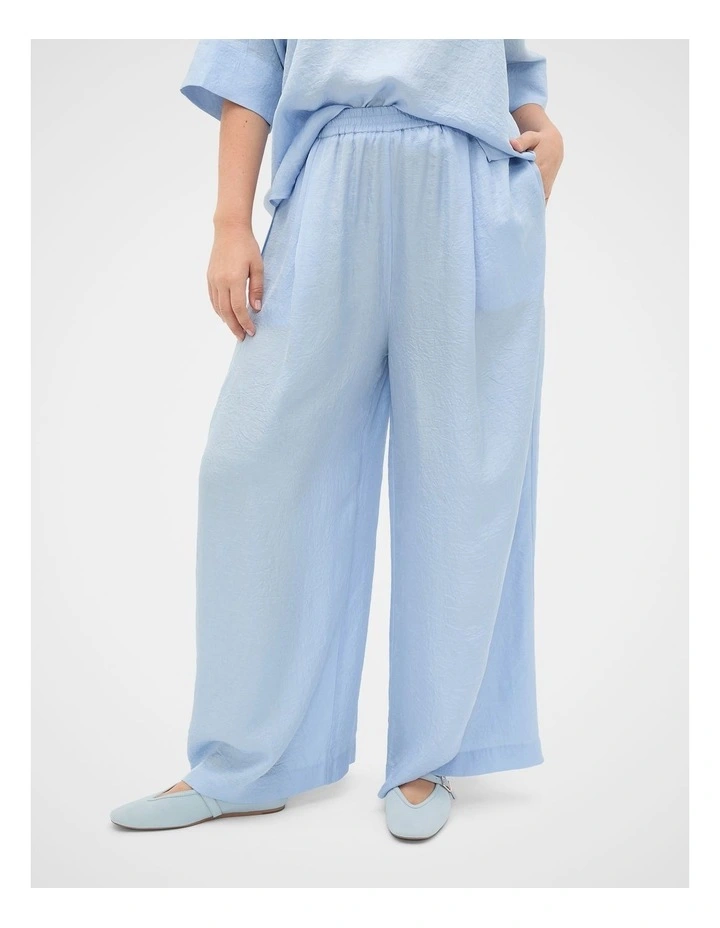 Textured Satin Gathered Pant in Arctic Blue image 1