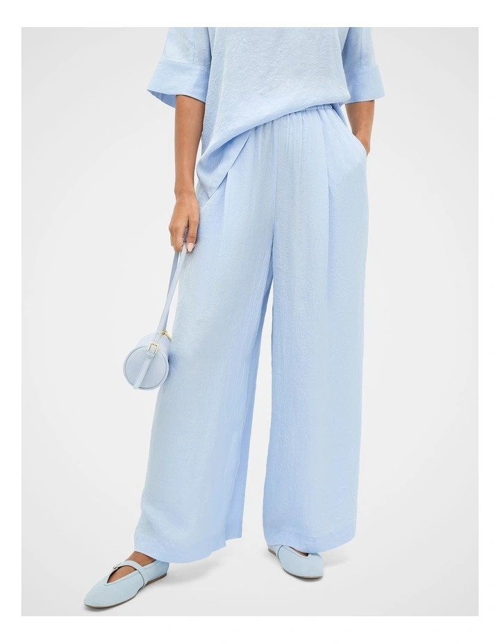 Textured Satin Gathered Pant in Arctic Blue image 5