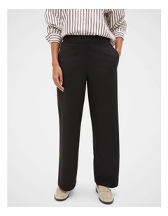 Wide Leg Pull On Pant in Black