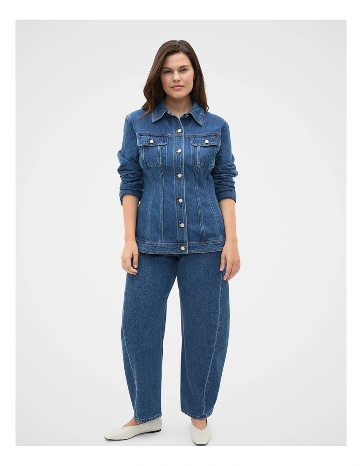 Denim Cinch Waist Jacket in Heritage Wash image 3