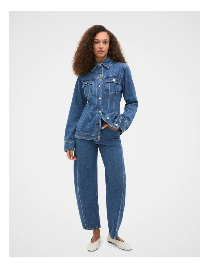 Denim Cinch Waist Jacket in Heritage Wash image 5