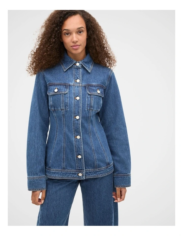 Denim Cinch Waist Jacket in Heritage Wash image 7