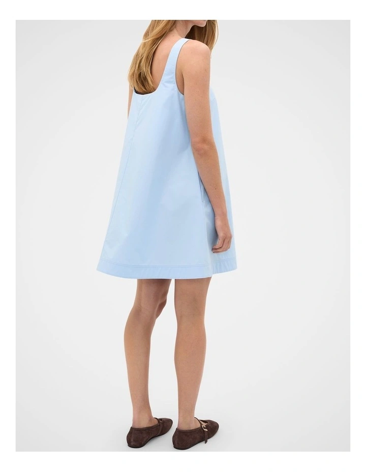 Poplin Shift Mini Dress in Arctic Blue image 2