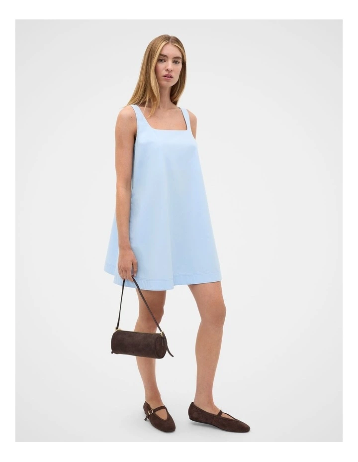 Poplin Shift Mini Dress in Arctic Blue image 3