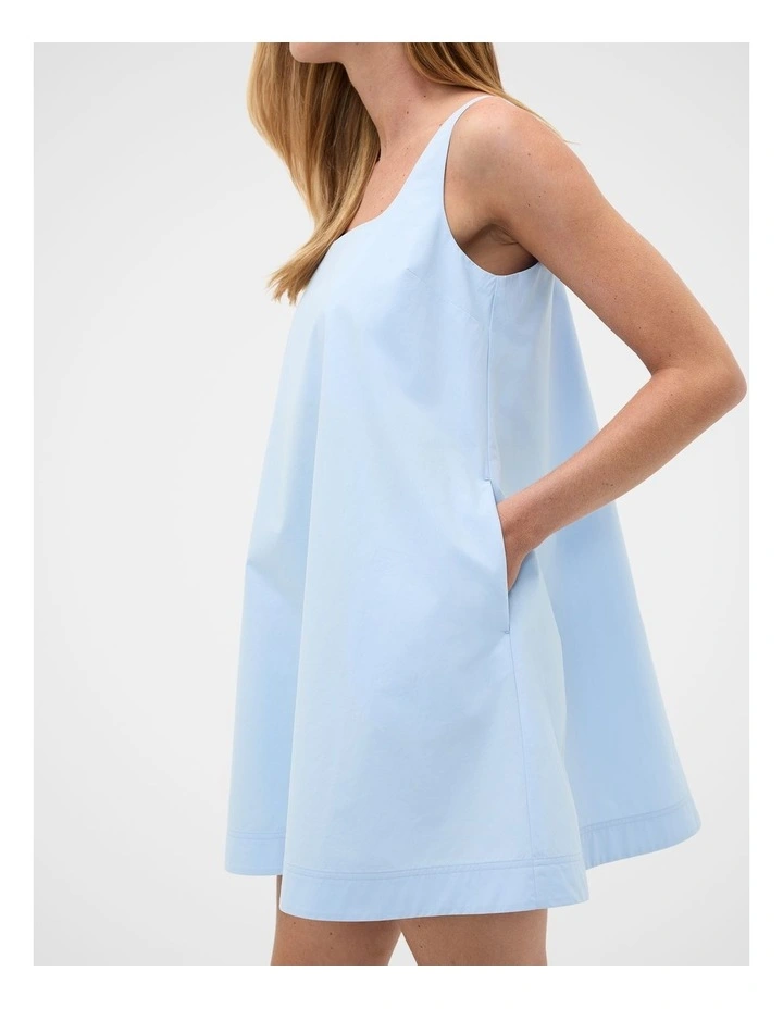 Poplin Shift Mini Dress in Arctic Blue image 4