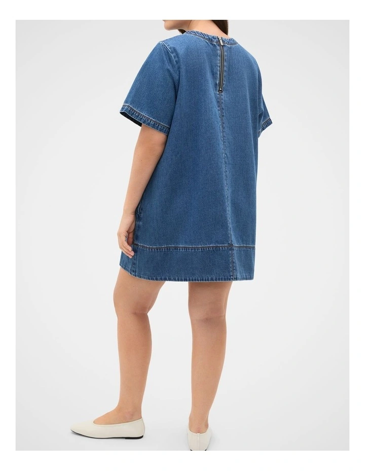Denim Swing Mini Dress in Heritage Wash image 2