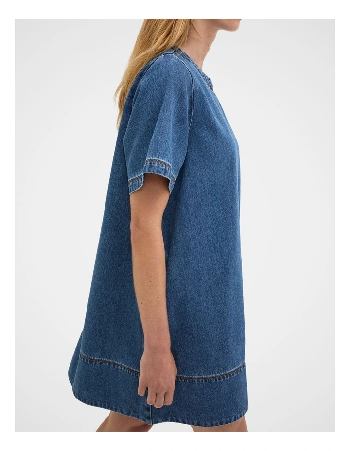Denim Swing Mini Dress in Heritage Wash image 5