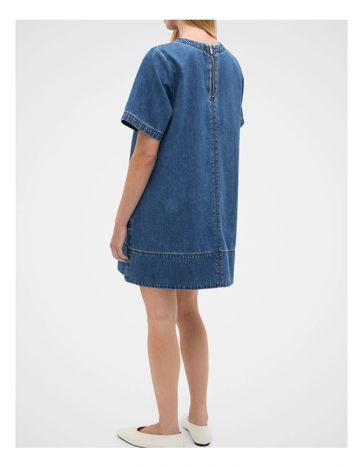 Denim Swing Mini Dress in Heritage Wash image 6