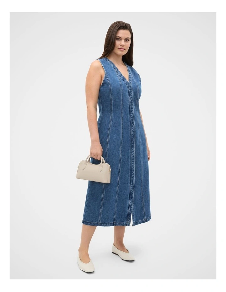 Denim Aline Midi Dress in Heritage Wash image 1