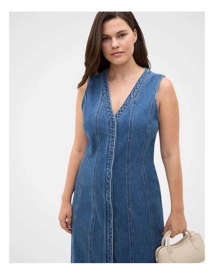 Denim Aline Midi Dress in Heritage Wash image 3