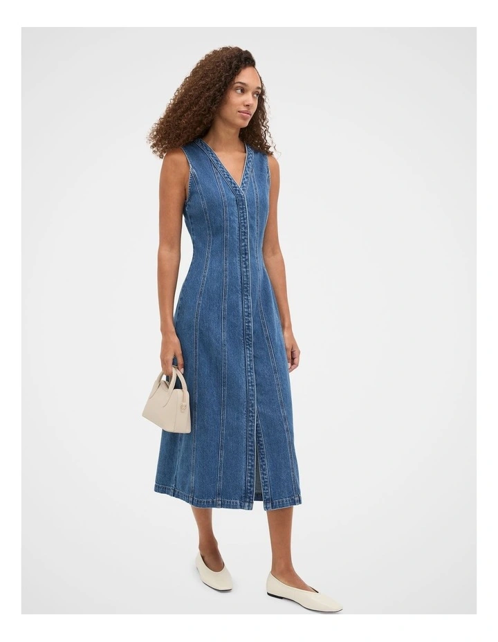 Denim Aline Midi Dress in Heritage Wash image 4