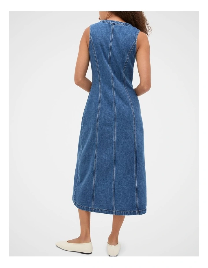 Denim Aline Midi Dress in Heritage Wash image 6