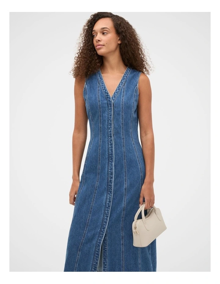 Denim Aline Midi Dress in Heritage Wash image 7