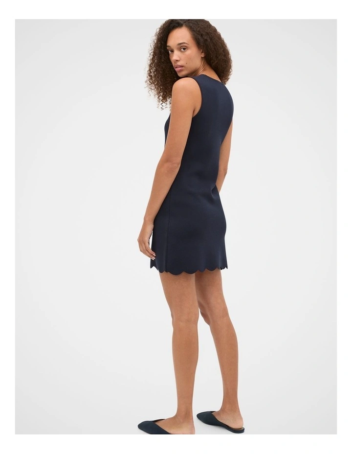 Scallop Crepe Knit Mini Dress in Twilight Blue image 2