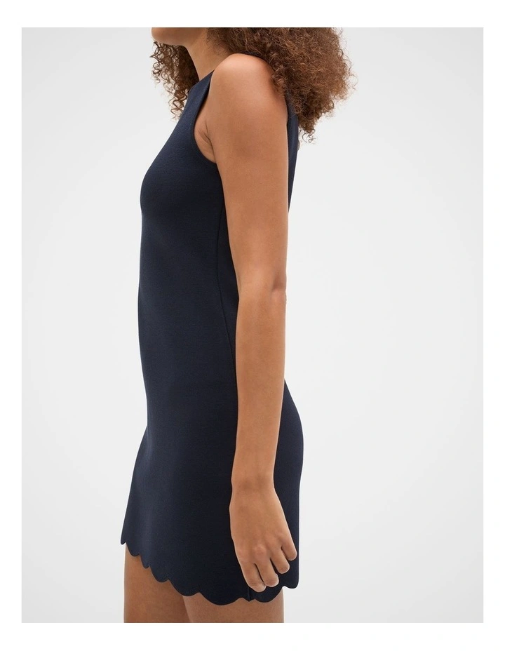 Scallop Crepe Knit Mini Dress in Twilight Blue image 3