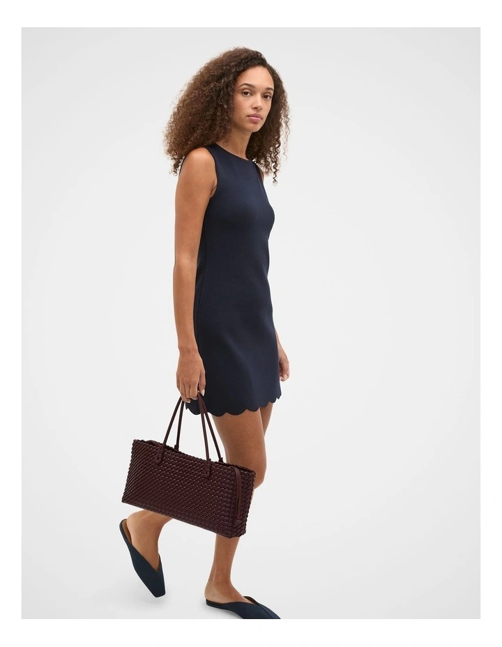 Scallop Crepe Knit Mini Dress in Twilight Blue image 4