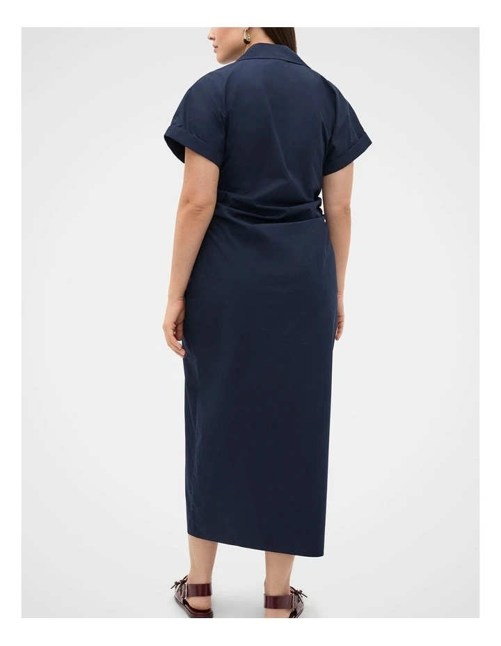 Poplin Ruched Shirt Dress in Twilight Blue image 2
