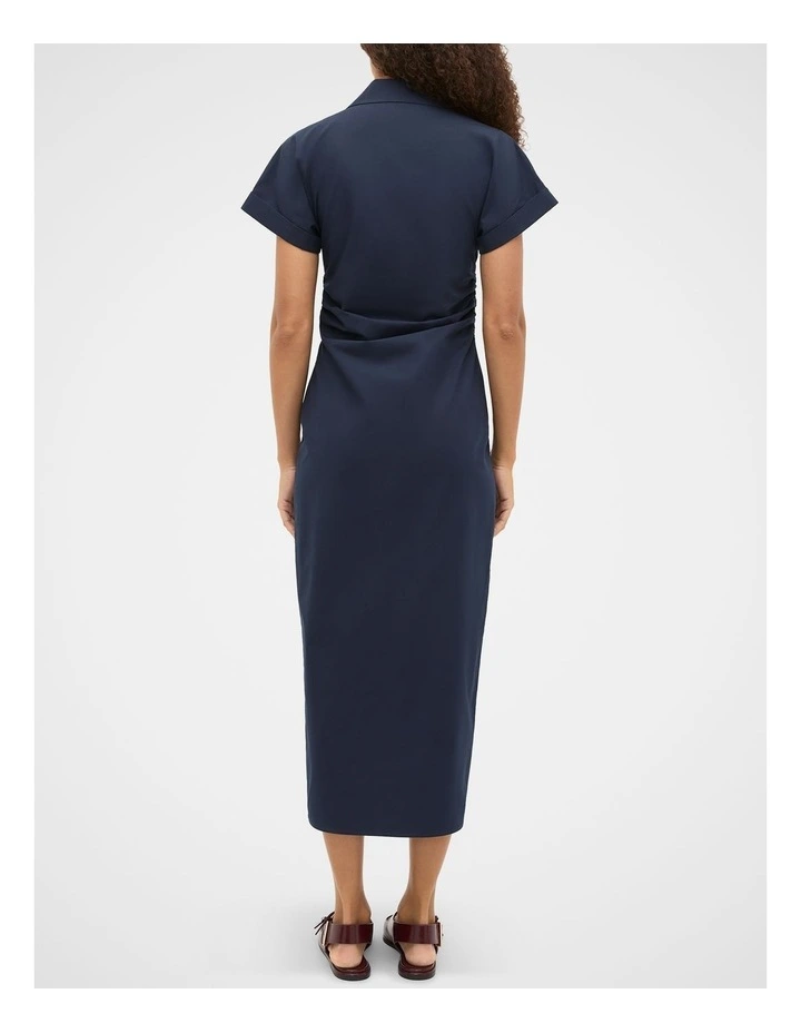 Poplin Ruched Shirt Dress in Twilight Blue image 7
