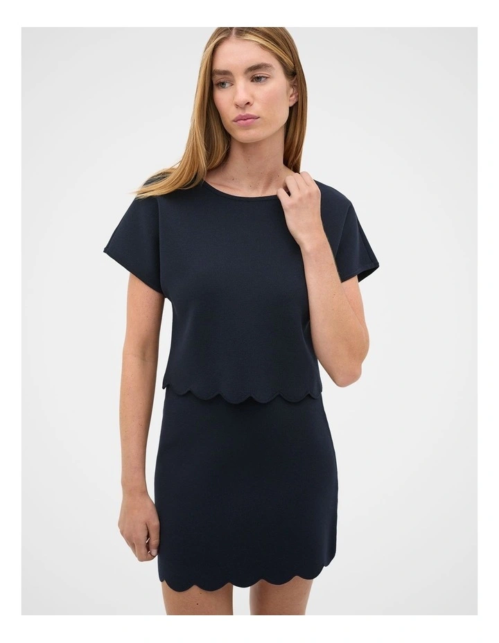 Scallop Crepe Knit Top in Twilight Blue image 1