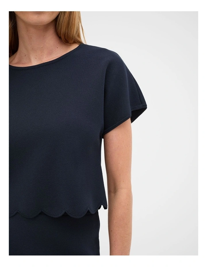 Scallop Crepe Knit Top in Twilight Blue image 3