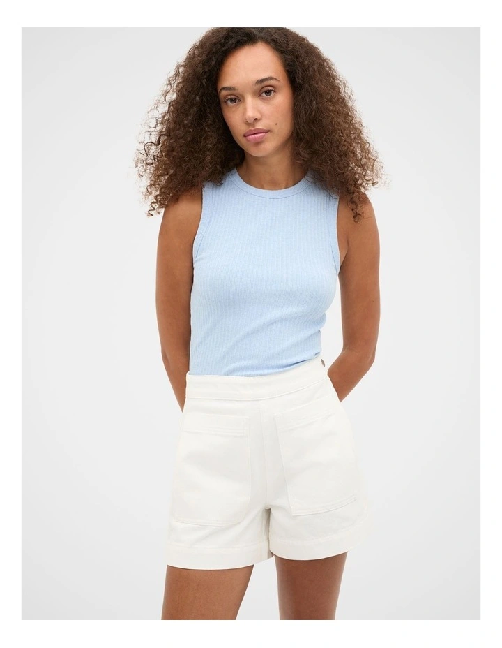 Patch Pocket Cotton Short in White image 1