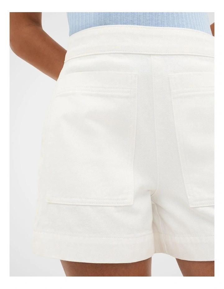Patch Pocket Cotton Short in White image 3