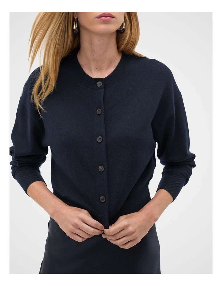 Australian Merino Slouch Cardigan in Twilight Blue image 7