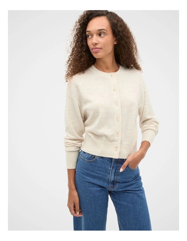 Australian Merino Slouch Cardigan in Mist Marle image 6