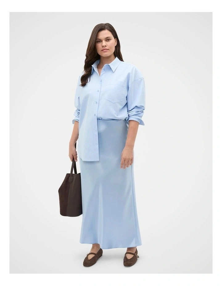 Satin Maxi Bias Skirt in Arctic Blue image 3
