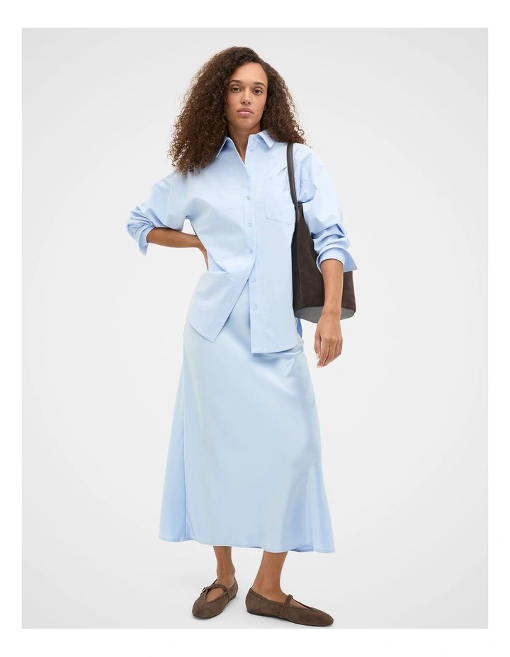 Satin Maxi Bias Skirt in Arctic Blue image 4