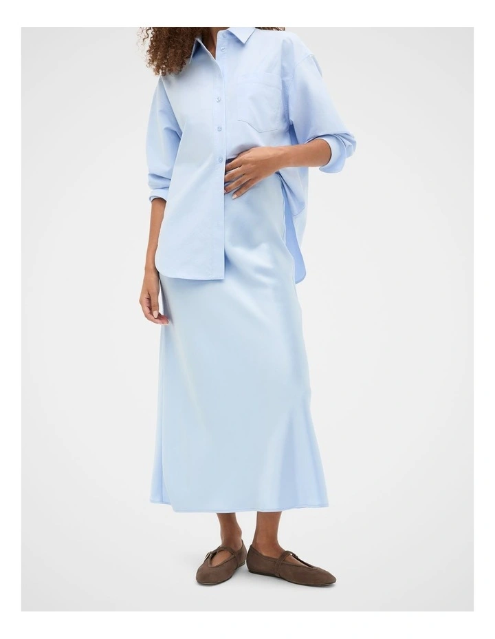 Satin Maxi Bias Skirt in Arctic Blue image 5