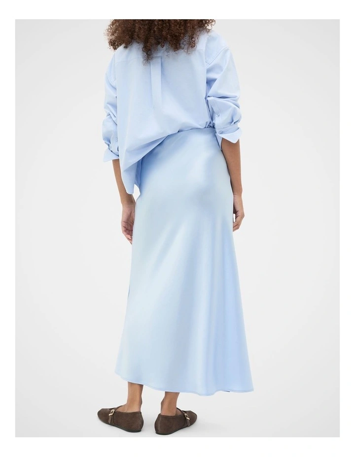 Satin Maxi Bias Skirt in Arctic Blue image 6