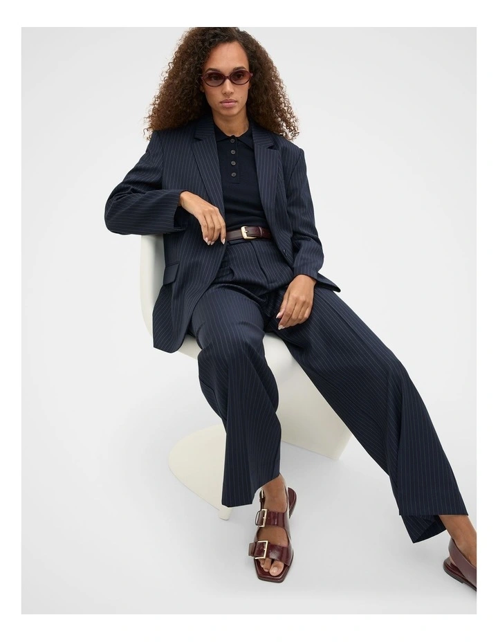 Australian Merino Knit Polo Top in Twilight Blue image 4