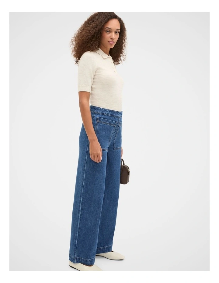 Australian Merino Knit Polo Top in Mist Marle image 4