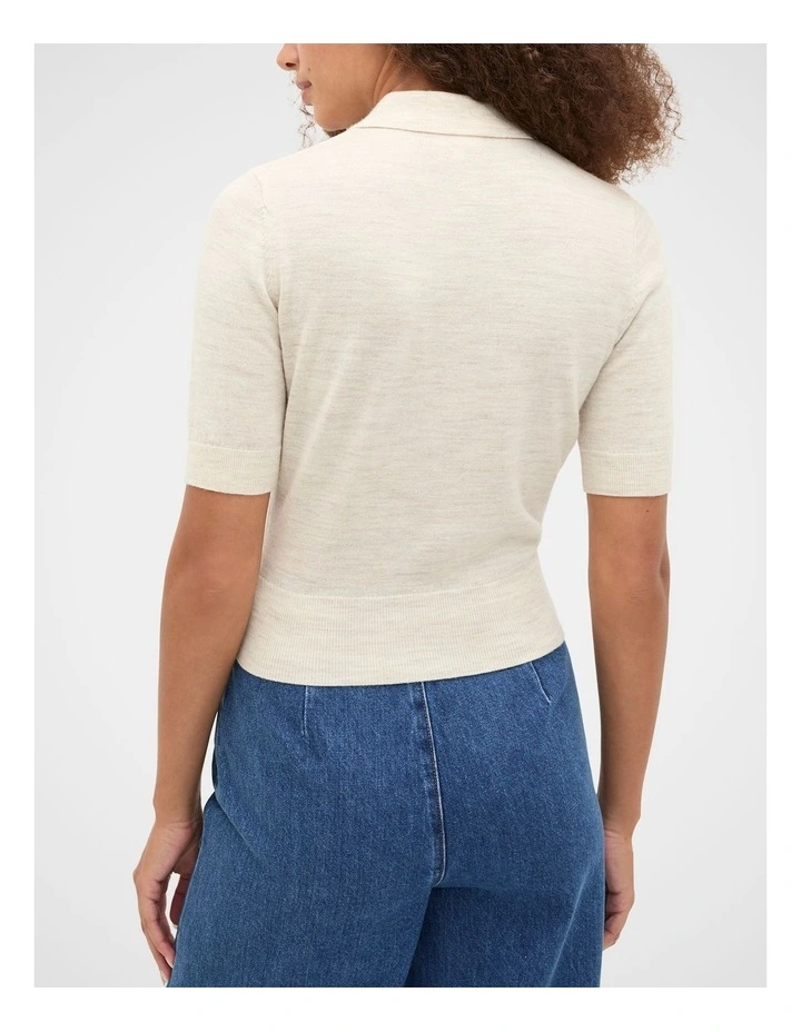 Australian Merino Knit Polo Top in Mist Marle image 7