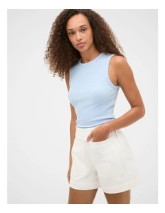 Cotton Rib Tank in Blue