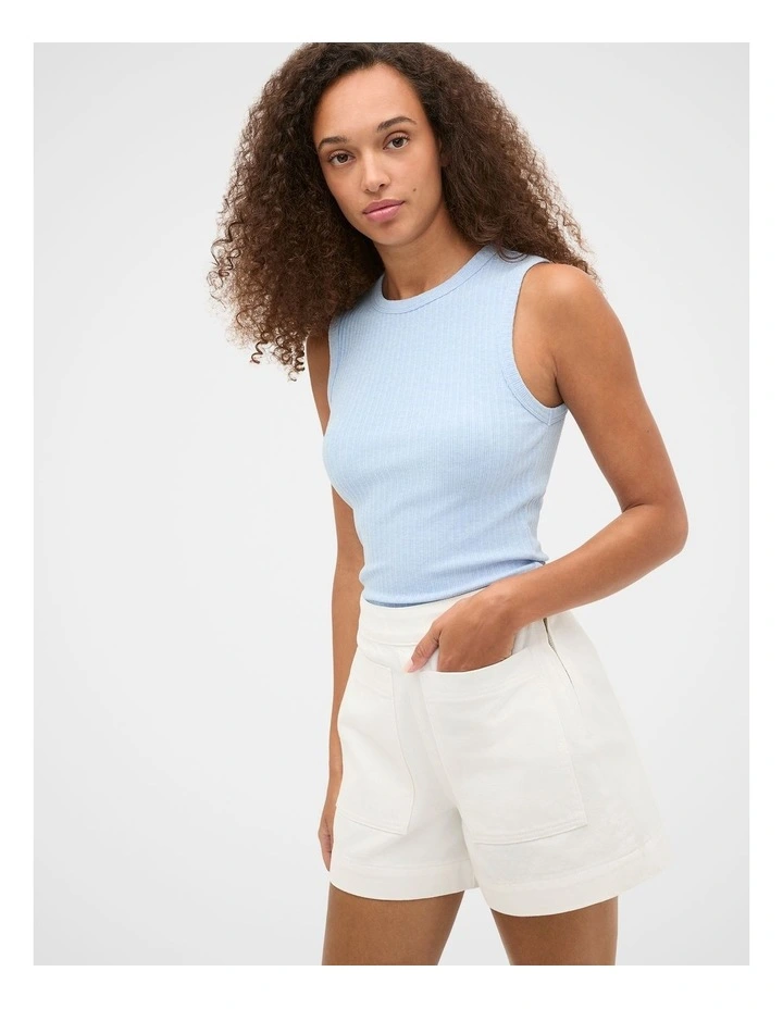 Cotton Rib Tank in Blue image 1