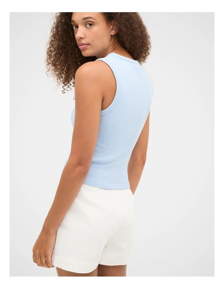 Cotton Rib Tank in Blue image 2