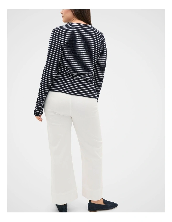 Self Stripe Textured Top in Twilight Blue Stripe image 2