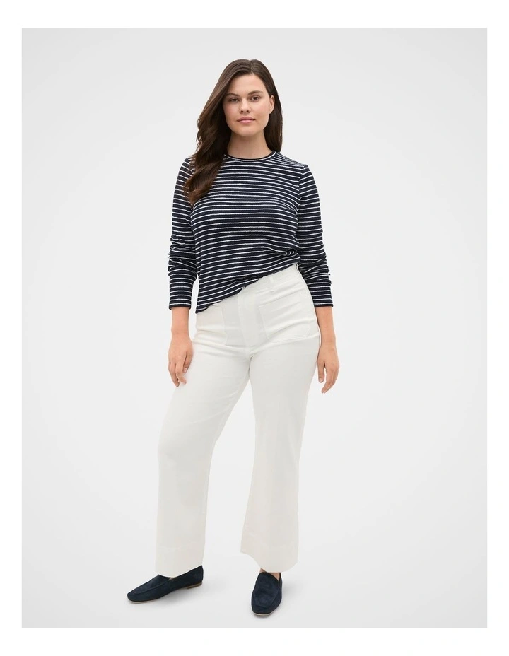 Self Stripe Textured Top in Twilight Blue Stripe image 3