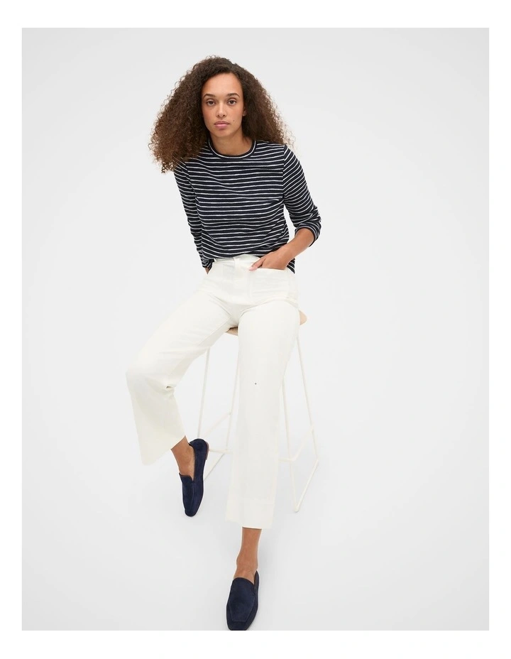 Self Stripe Textured Top in Twilight Blue Stripe image 4