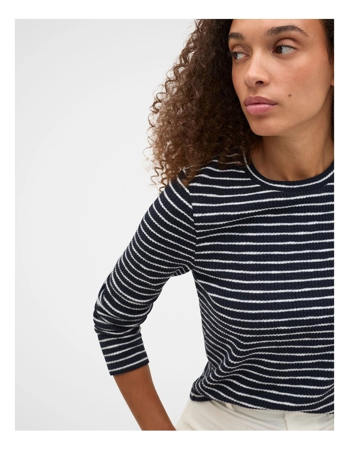 Self Stripe Textured Top in Twilight Blue Stripe image 5