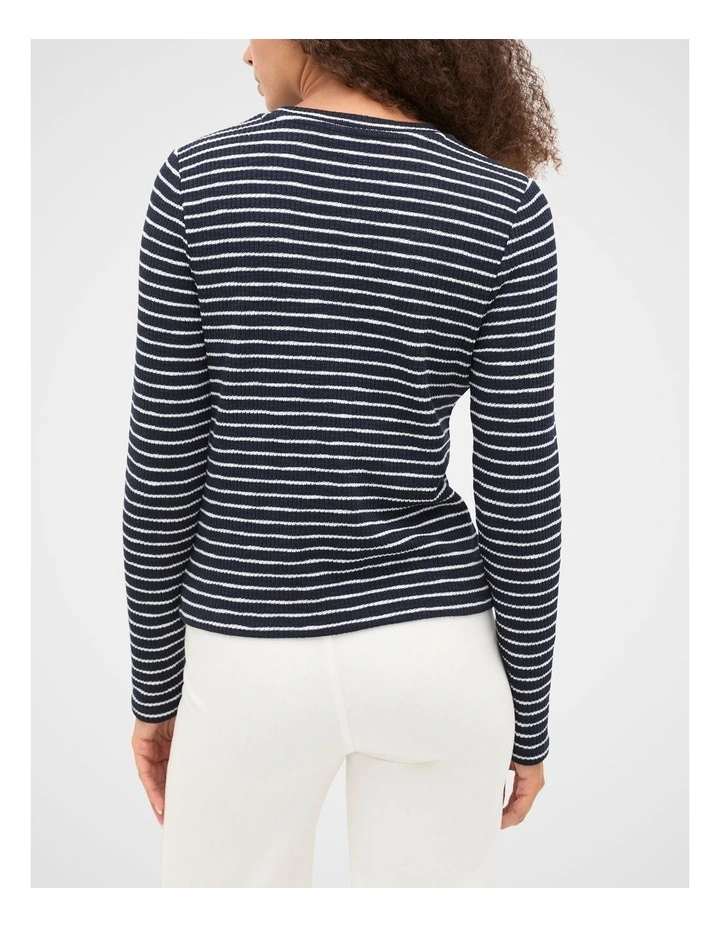 Self Stripe Textured Top in Twilight Blue Stripe image 7